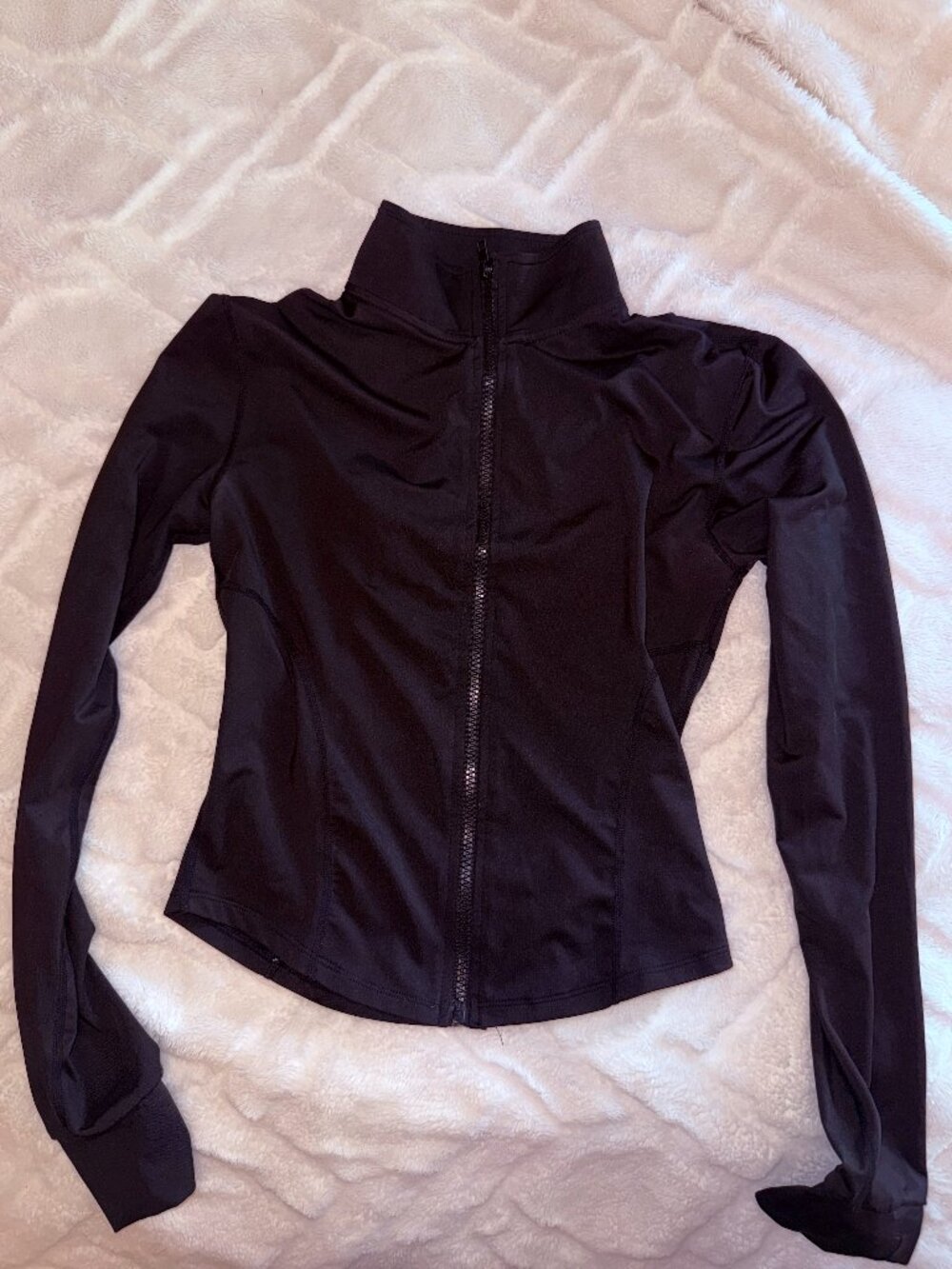 Black Cropped Workout Jacket Size Medium Zip Up Athletic Yoga Gym Activewear